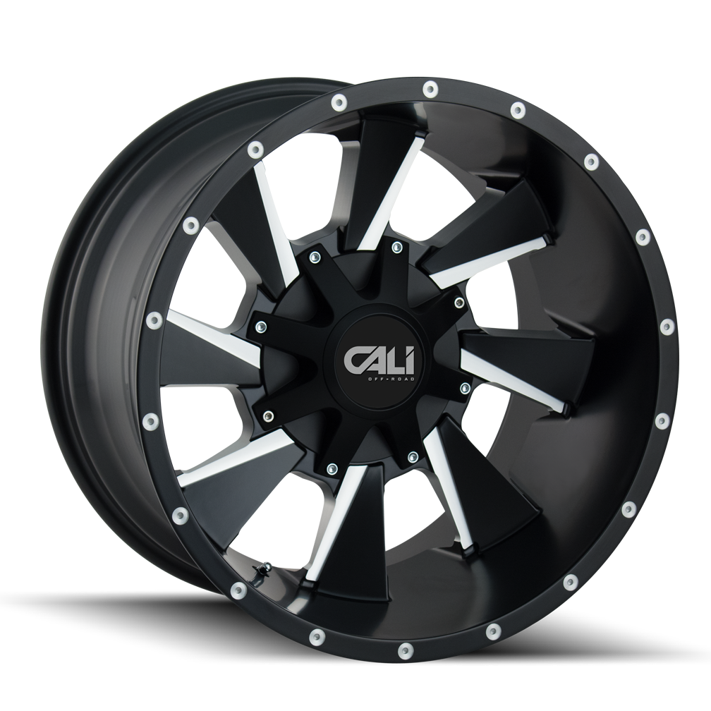 CALI OFF-ROAD DISTORTED 9106 20X9 18MM 5x150/5x139.7 110MM SATIN BLACK/MILLED SPOKES