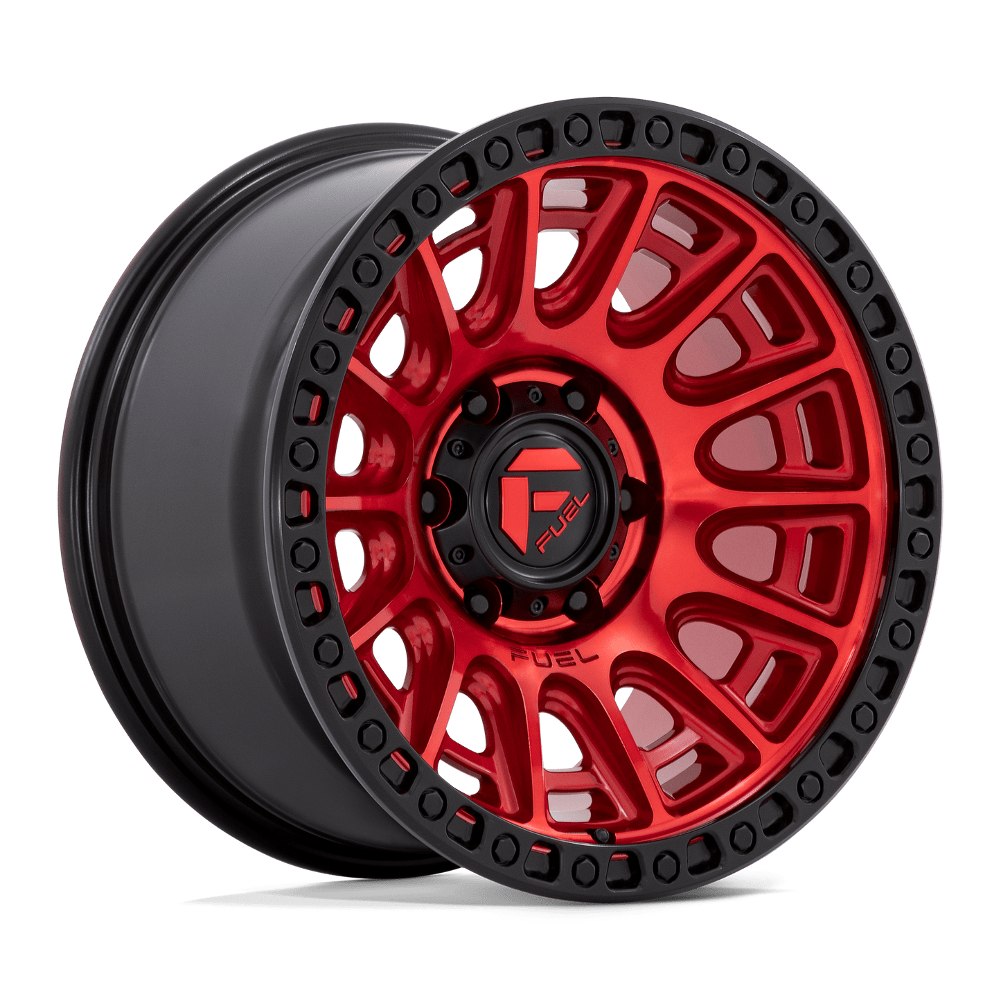 FUEL 1PC D834 CYCLE 17X8.5 34 6X114.3 CANDY RED WITH BLACK RING