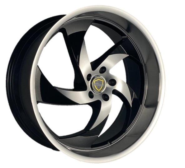 ELEGANCE DANGER 22x9.5 24 6x139.7 Gloss Black Machine Center, Machine Lip