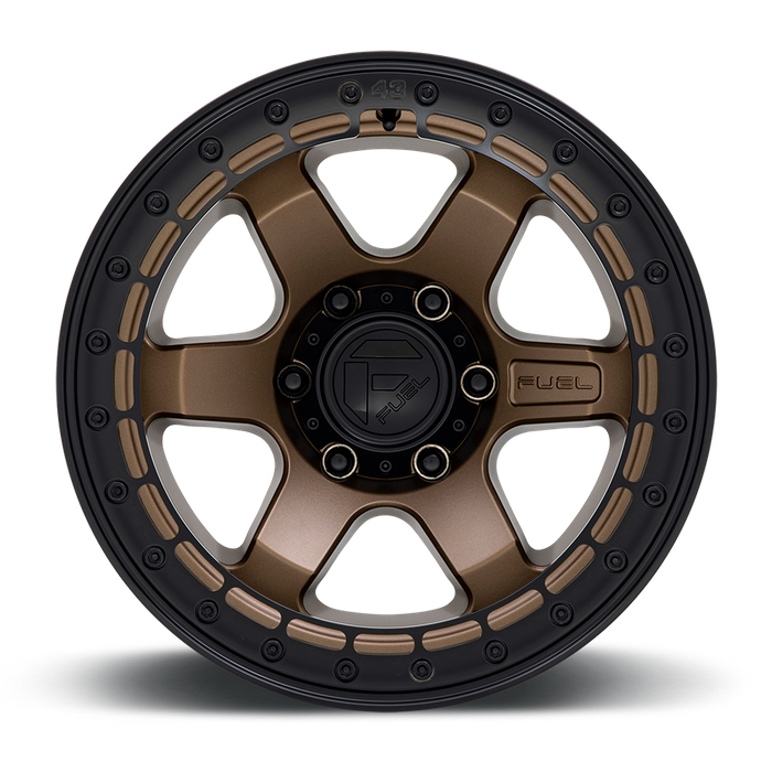 Fuel 1PC D124 BLOCK BEADLOCK 17X9 -15 5X127/5X5.0 Matte Bronze With Matte Black Ring