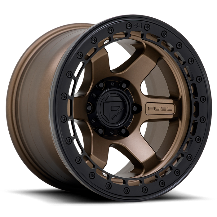 Fuel 1PC D124 BLOCK BEADLOCK 17X9 -15 5X127/5X5.0 Matte Bronze With Matte Black Ring
