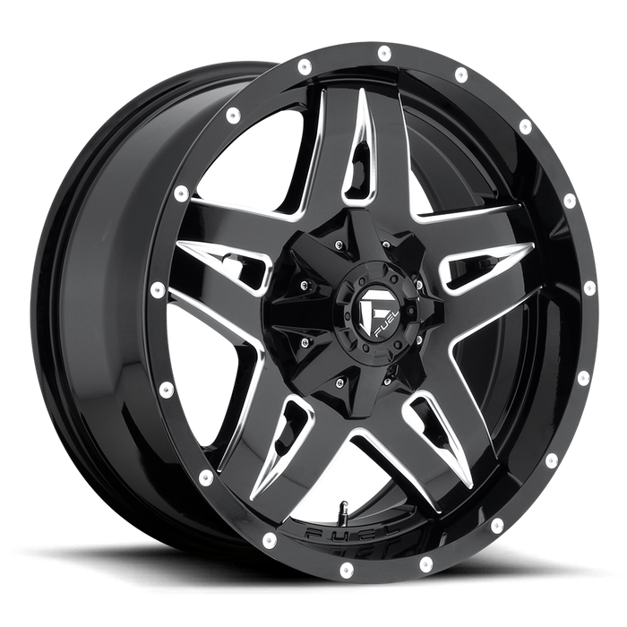 Fuel 1PC D554 FULL BLOWN 20X10 -12 5X114.3/5X127/5X4.5/5.0 GLOSS BLACK MILLED