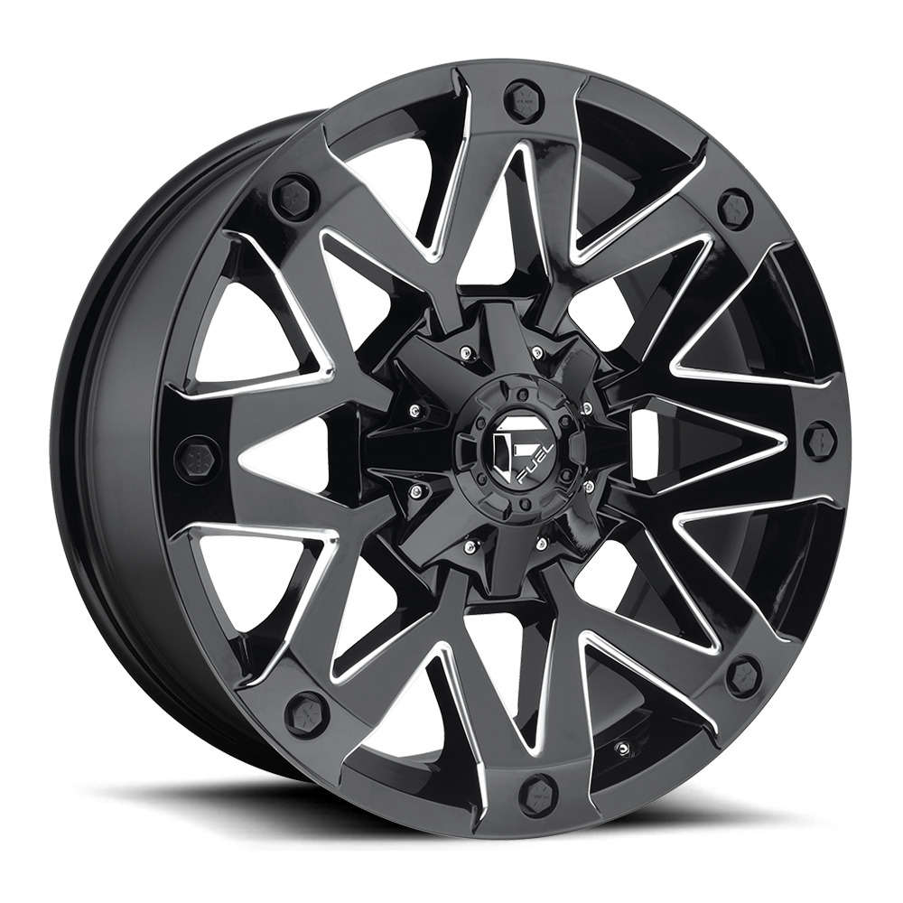 Fuel 1PC D555 AMBUSH 20X10 -18 5X114.3/5X127 GLOSS BLACK MILLED