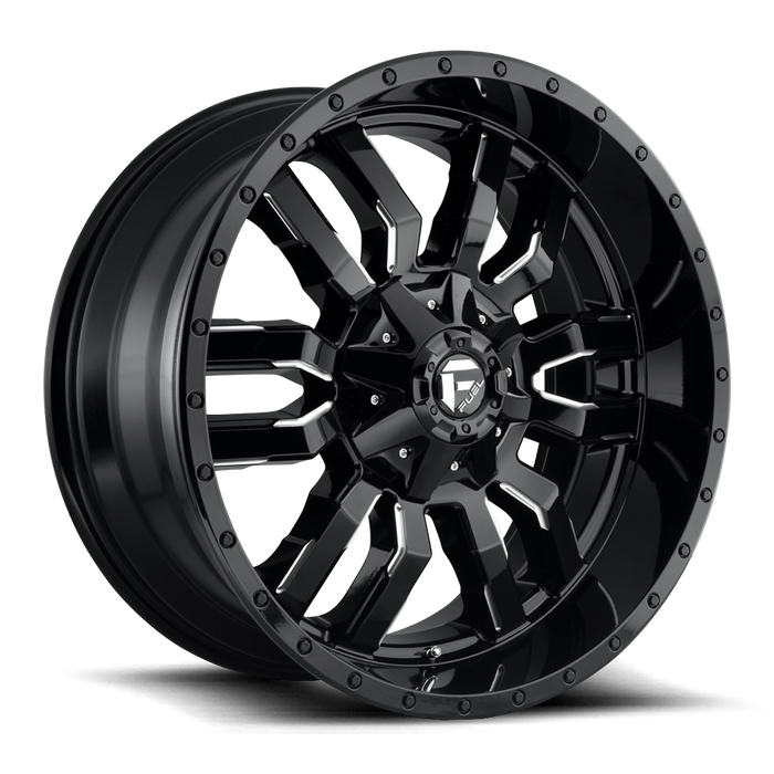 Fuel 1PC D595 SLEDGE 22x10 -18 8x165.1/8x6.5 GLOSS BLACK MILLED