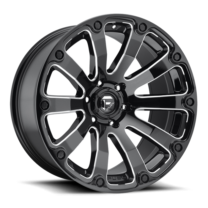 Fuel 1PC D598 DIESEL 20X12 -44 8X180/8X7.1 GLOSS BLACK MILLED