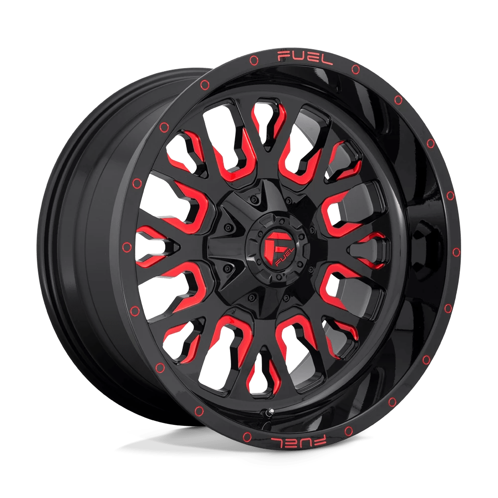 Fuel 1PC D612 STROKE 22X12 -44 6X135/6X139.7 GLOSS BLACK RED TINTED CLEAR