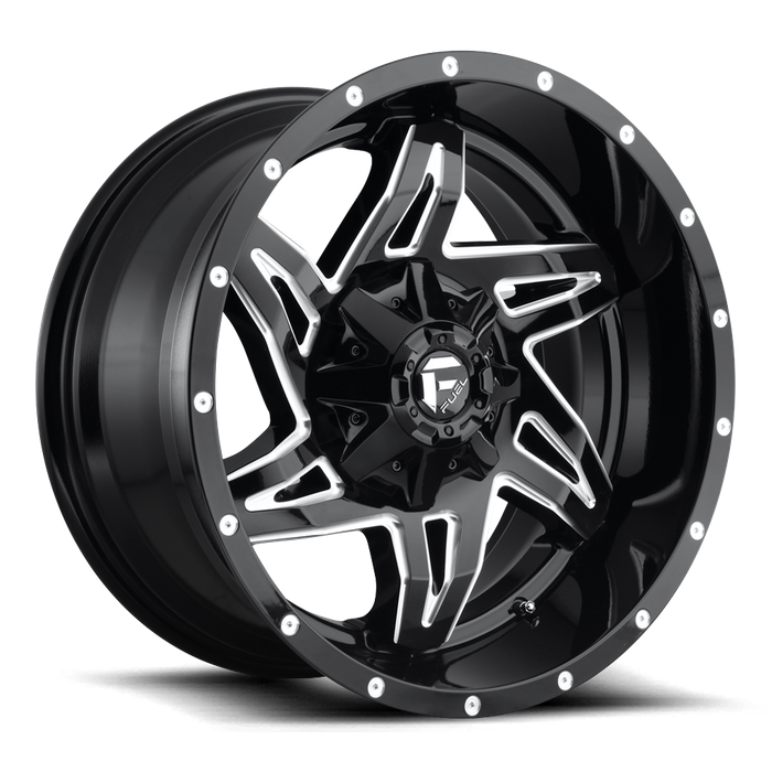 Fuel 1PC D613 ROCKER 20X9 1 6X135/6X5.3/6X139.7/6X5.5 GLOSS BLACK MILLED