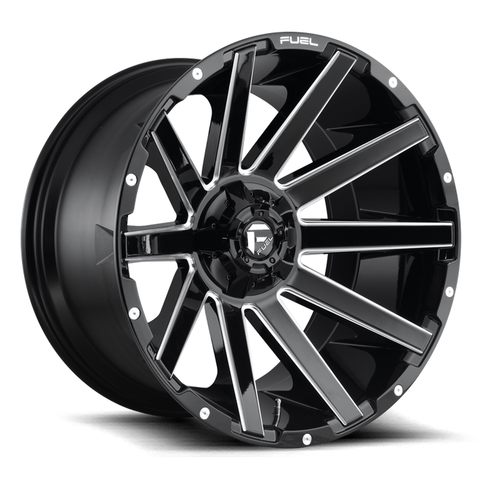 Fuel 1PC D615 CONTRA 24x14 -75 8x170/8x6.7 GLOSS BLACK MILLED