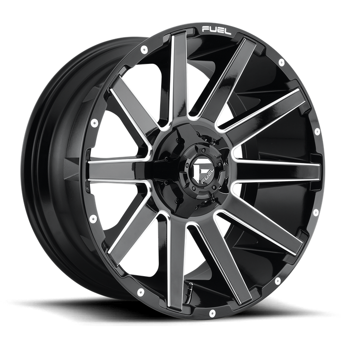 Fuel 1PC D615 CONTRA 20x9 1 5x114.3/5x127/5x4.5/5.0 GLOSS BLACK MILLED