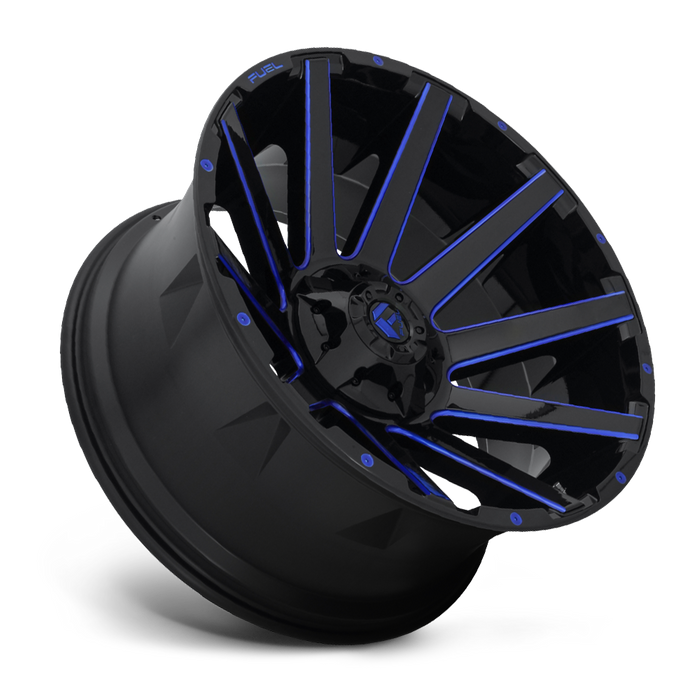 Fuel 1PC D644 CONTRA 24x12 -44 8x170/8x6.7 GLOSS BLACK BLUE TINTED CLEAR