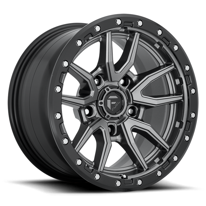 Fuel 1PC D680 REBEL 16X8 1 6X139.7/6X5.5 MATTE GUN METAL BLACK BEAD RING