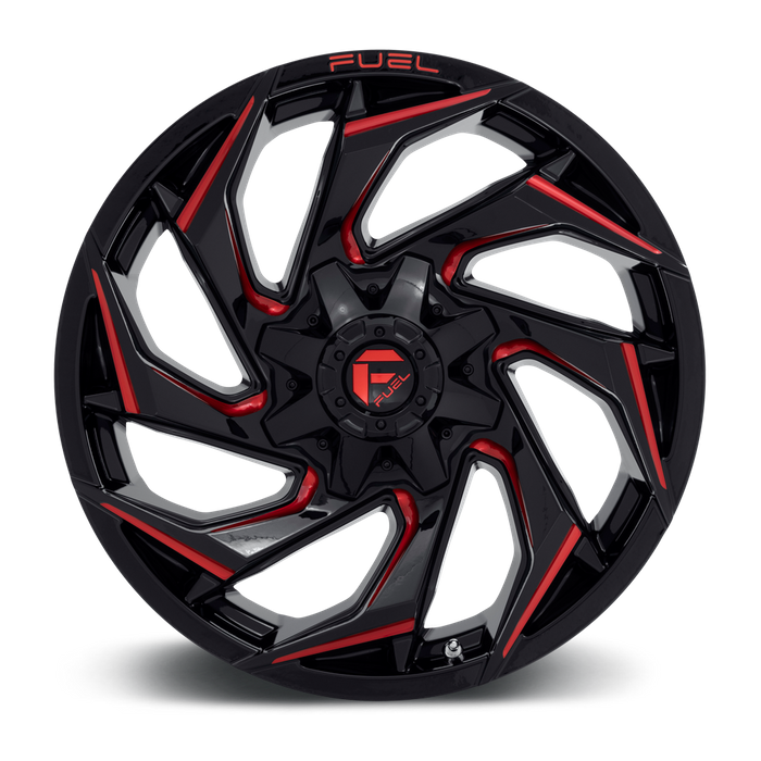 Fuel 1PC D755 REACTION 20X9 20 8X170/8X6.7 Gloss Black Milled With Red Tint
