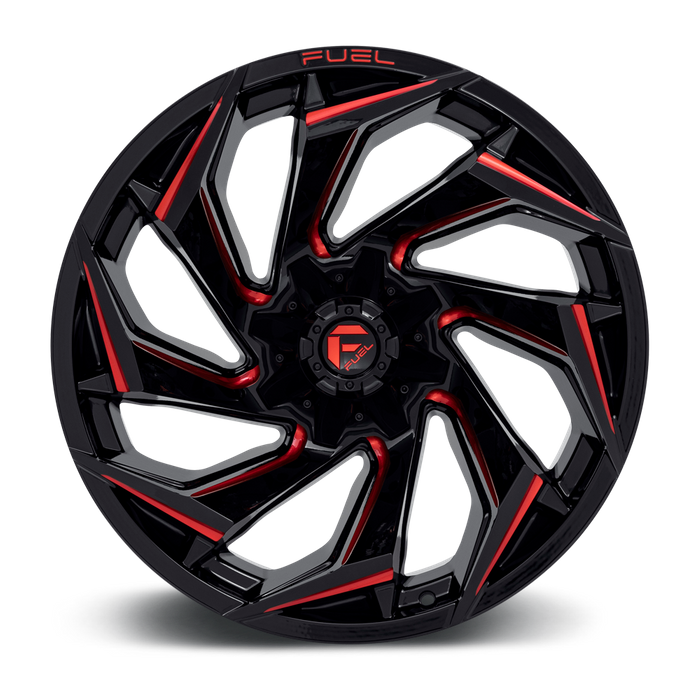 Fuel 1PC D755 REACTION 22X10 -18 5X114.3/5X127/5X4.5/5.0 Gloss Black Milled With Red Tint