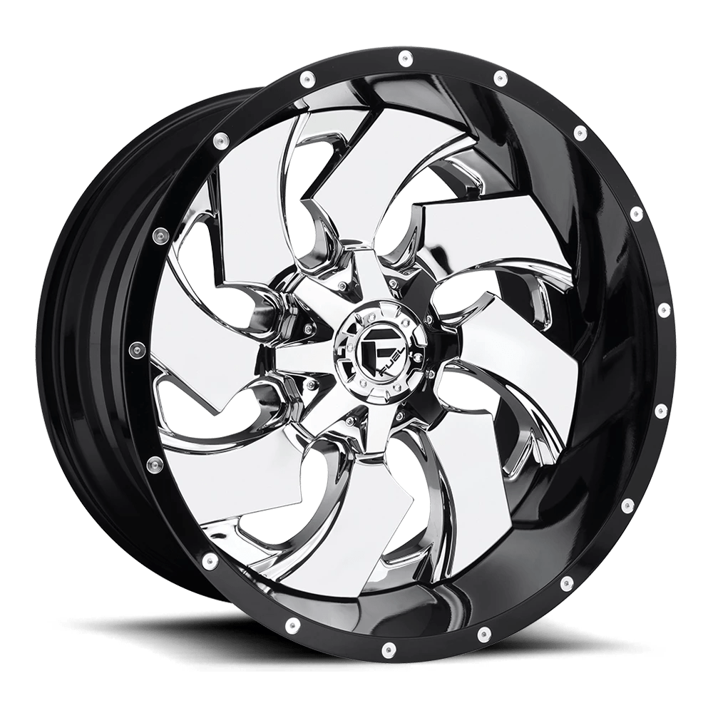 Fuel 2PC D240 CLEAVER 20X9 20 5X139.7/5X150 CHROME PLATED GLOSS BLACK LIP