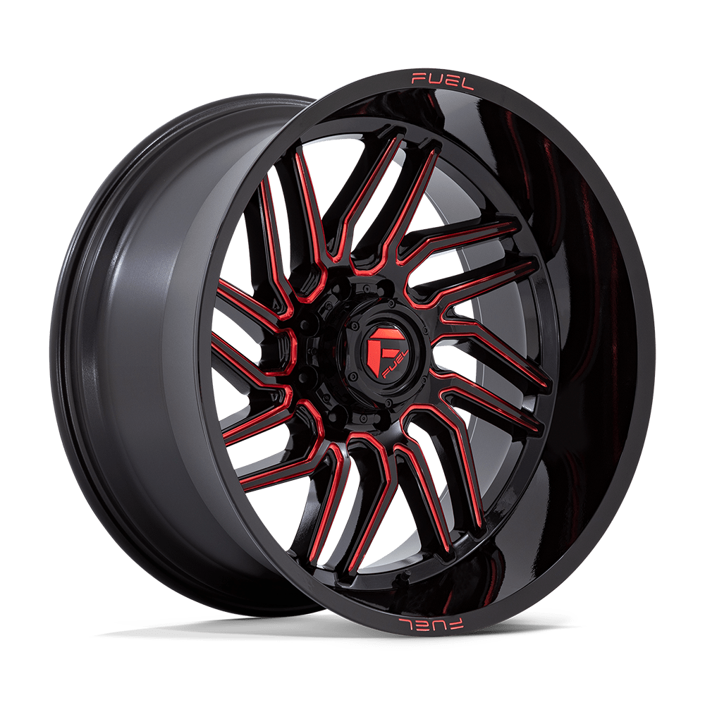 FUEL 1PC D808 HURRICANE 24X12 -44 8X165.1 GLOSS BLACK MILLED RED TINT
