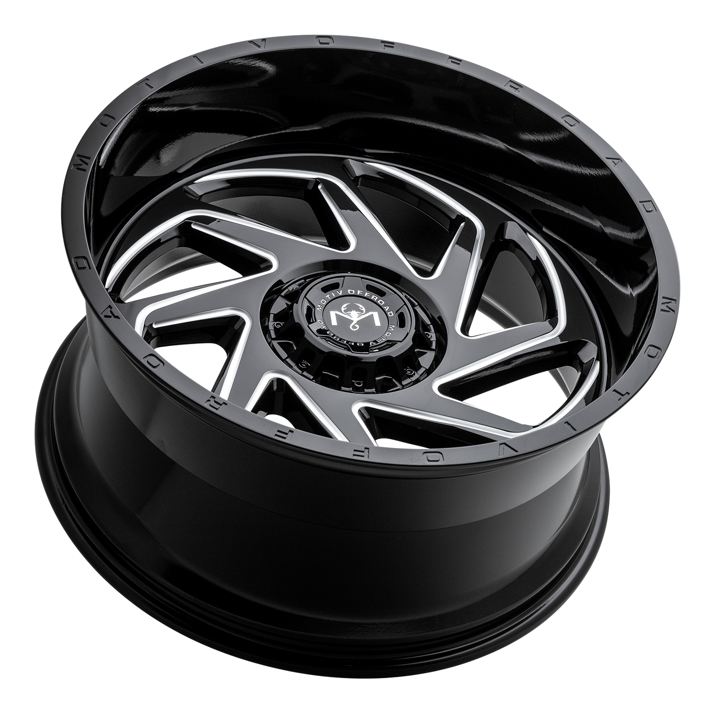 Motiv Off Road MORPH 24X12 -44 8X6.50 Black Milled w/Chrome Accents