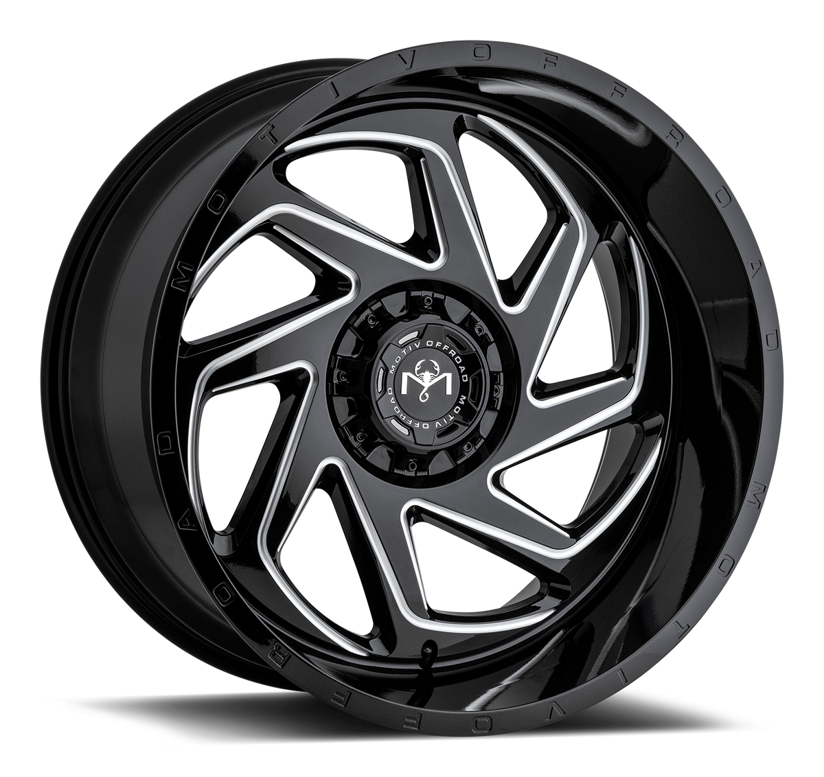 Motiv Off Road MORPH 22X12 -44 5X5/5X5.50 Black Milled w/Chrome Accents