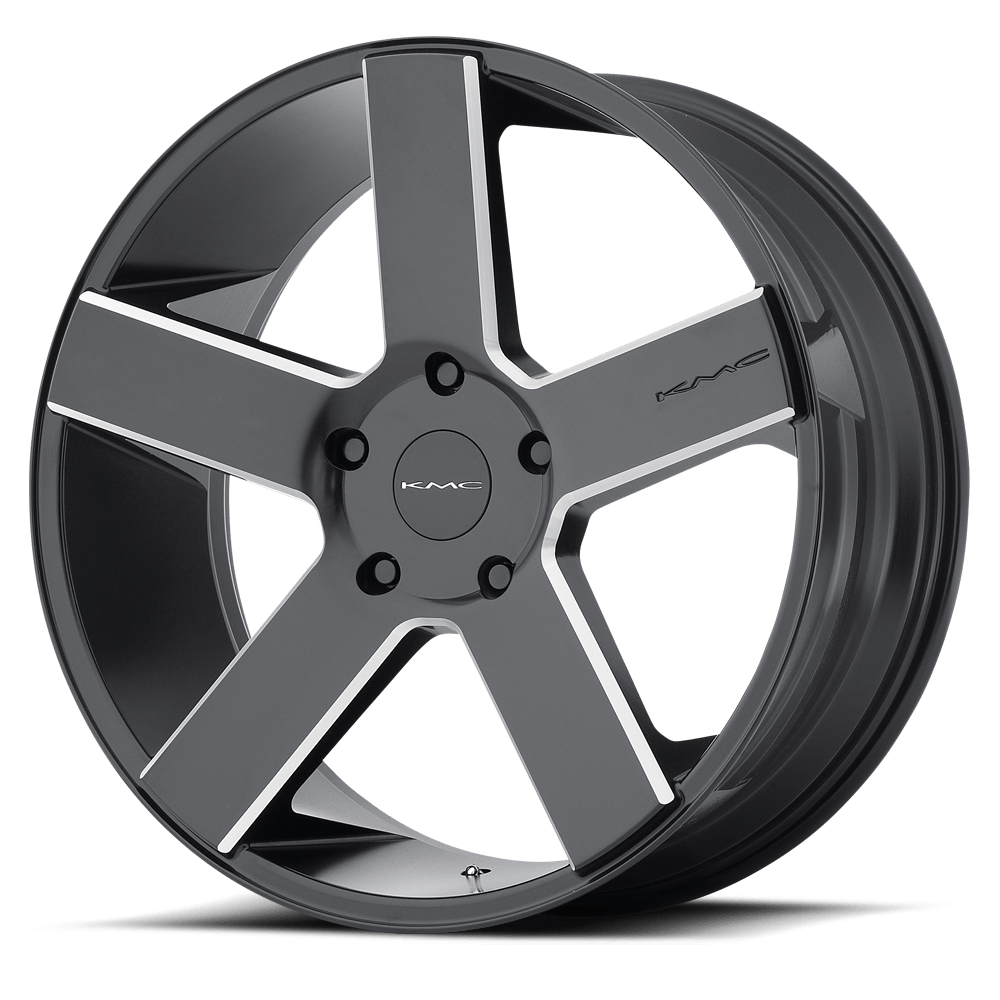 KMC KM690 MC 5 26X9.5 30 6X139.7 SATIN BLACK BLACK WITH MILLED SPOKES