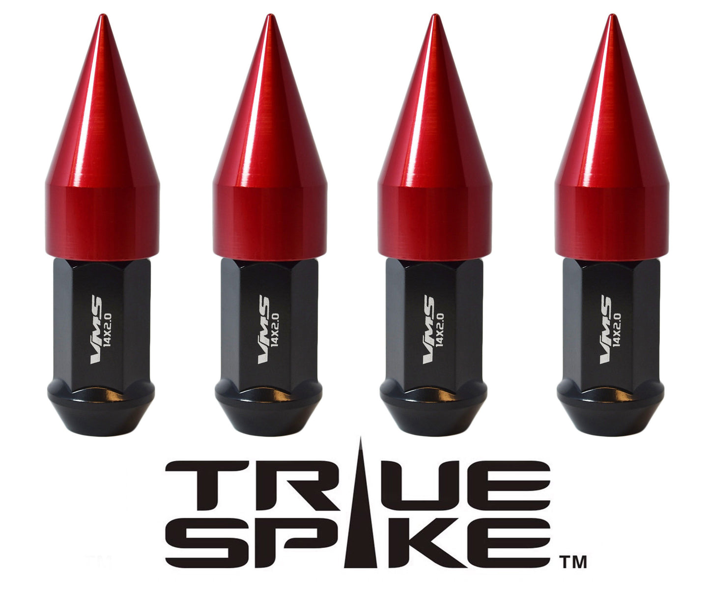 TRUE SPIKE Lug Nut Cap Aluminum-Spike 2 25mm Width 51mm Height Tip (4pc Set) LGC021