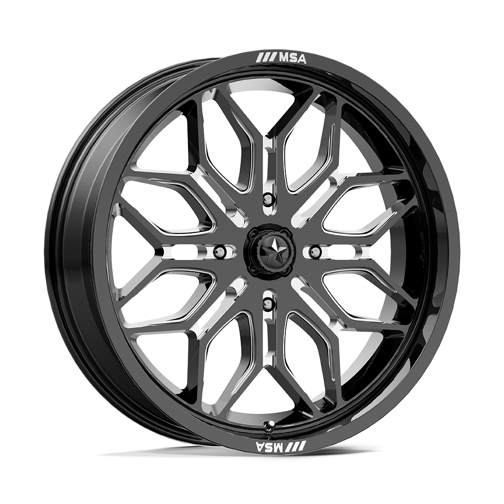 MSA OFFROAD WHEELS M47 SNIPER 22X7 10 4X156 GLOSS BLACK MILLED