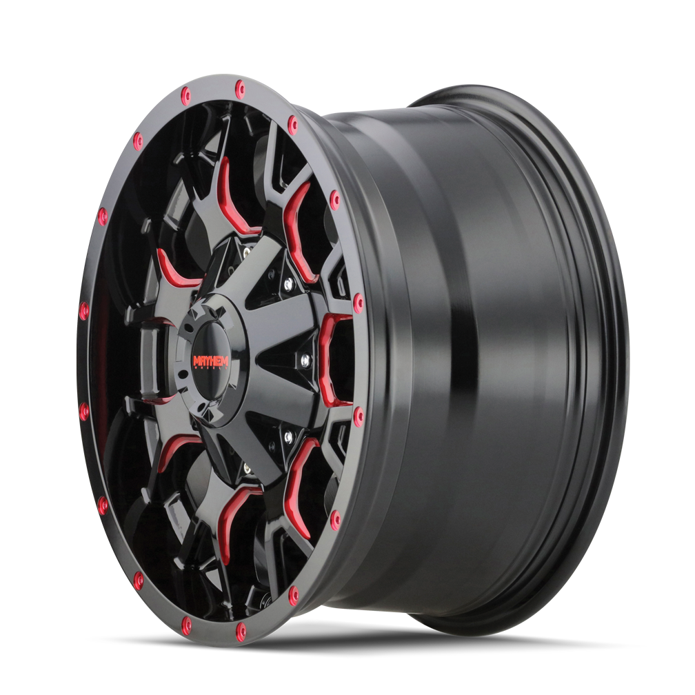 MAYHEM WARRIOR 8015 18X9 18 8x165.1/8x170 BLACK W/PRISM RED
