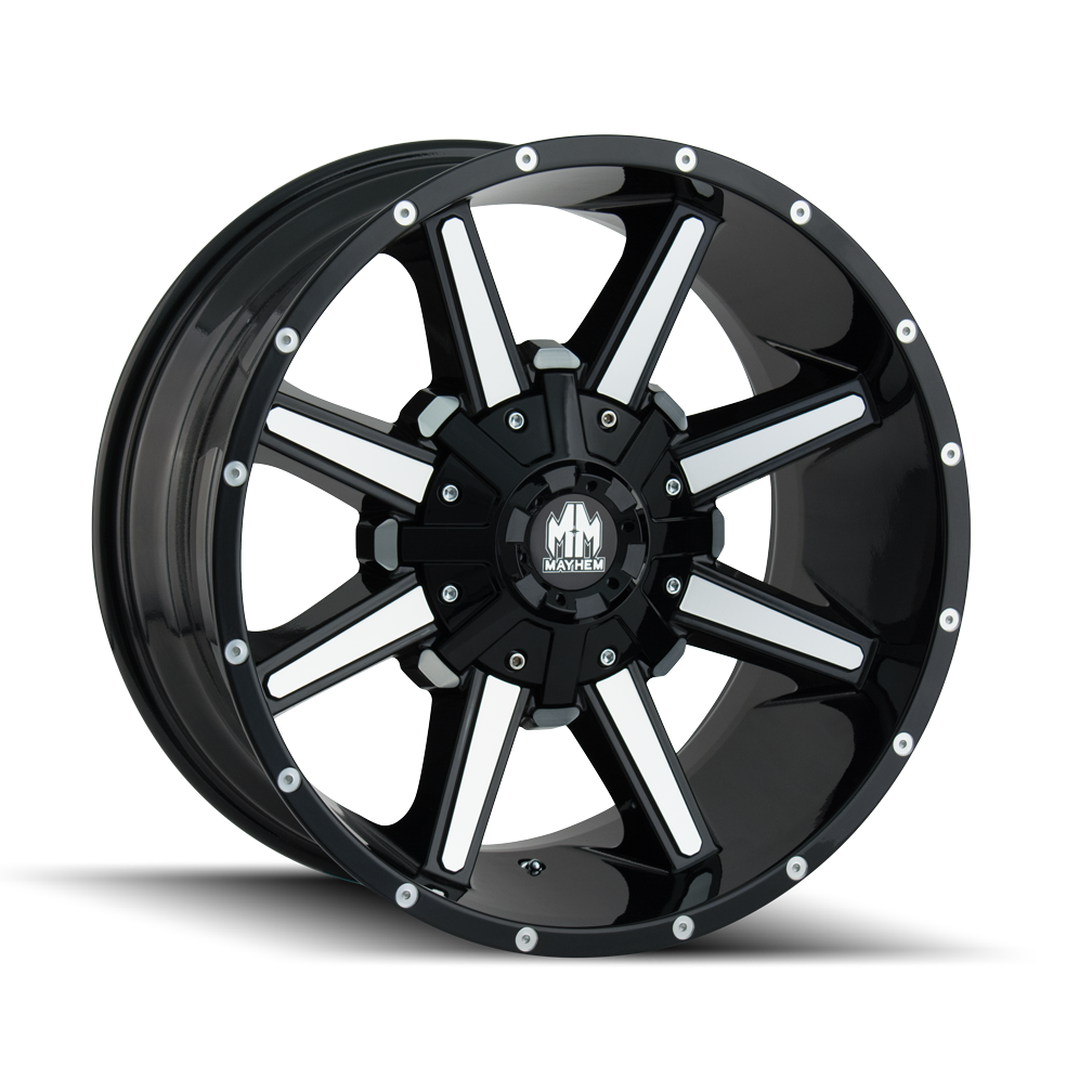 MAYHEM ARSENAL 8104 17x9 -12 8x165.1/8x170 GLOSS BLACK/MACHINED FACE