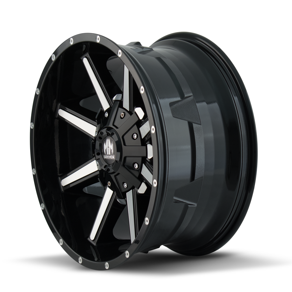 MAYHEM ARSENAL 8104 17x9 -12 8x165.1/8x170 GLOSS BLACK/MACHINED FACE
