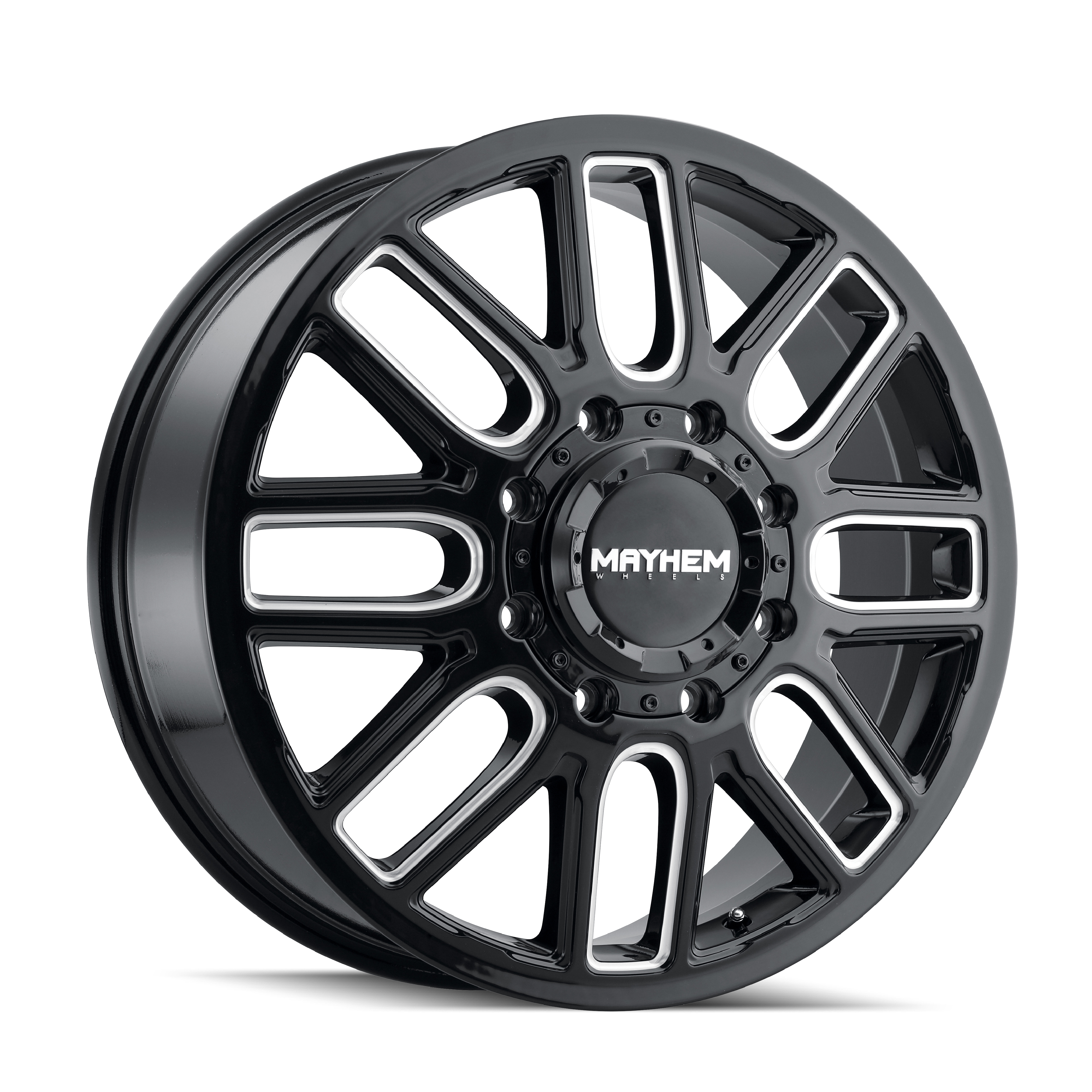 MAYHEM COGENT DUALLY 8107D 22X8.25 115 8x200 BLACK W/MILLED SPOKES