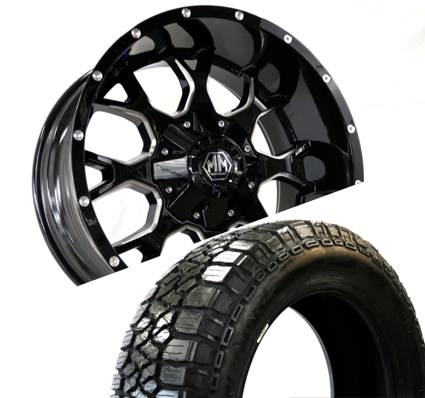 Mayhem 8015 Warrior 20x10 -25 6x135/6x139.7(6x5.5) Matte Black Package Deal