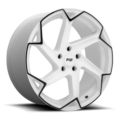 Niche 1PC M257 FLASH 20X10.5 35 5X120/5X4.72 Gloss White With Black