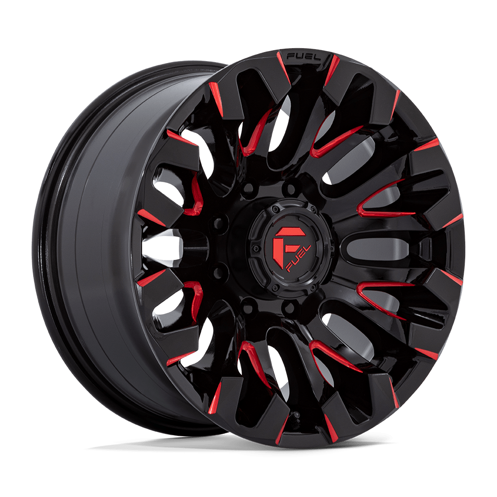 FUEL 1PC D829 QUAKE 18X9 1 8X180/8X7.1 GLOSS BLACK MILLED RED TINT