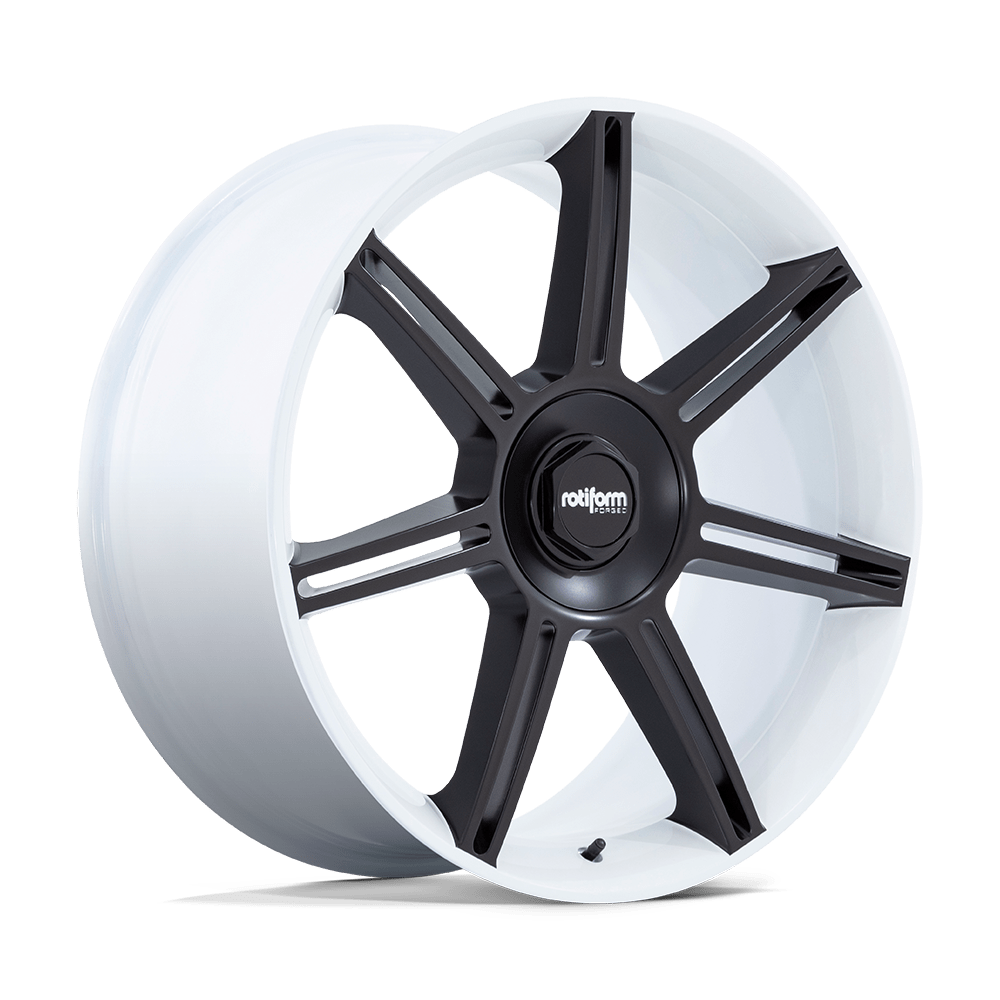 ROTIFORM 1PC FRA 22X10 56 5X130 GLOSS WHITE WITH MATTE BLACK SPOKES