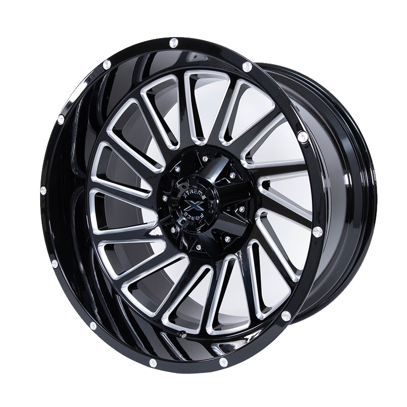 Xtreme Force XF-Twist 20x10 -25 8x165.1/8x6.5 Gloss Black Milled