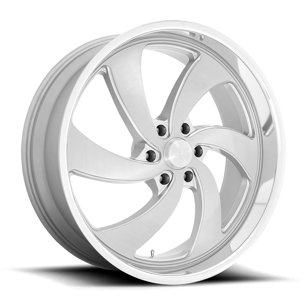 US Mag 1PC U134 DESPERADO 24X10 25 6X139.7 SILVER BRUSHED FACE MILLED DIAMOND CUT MILLED