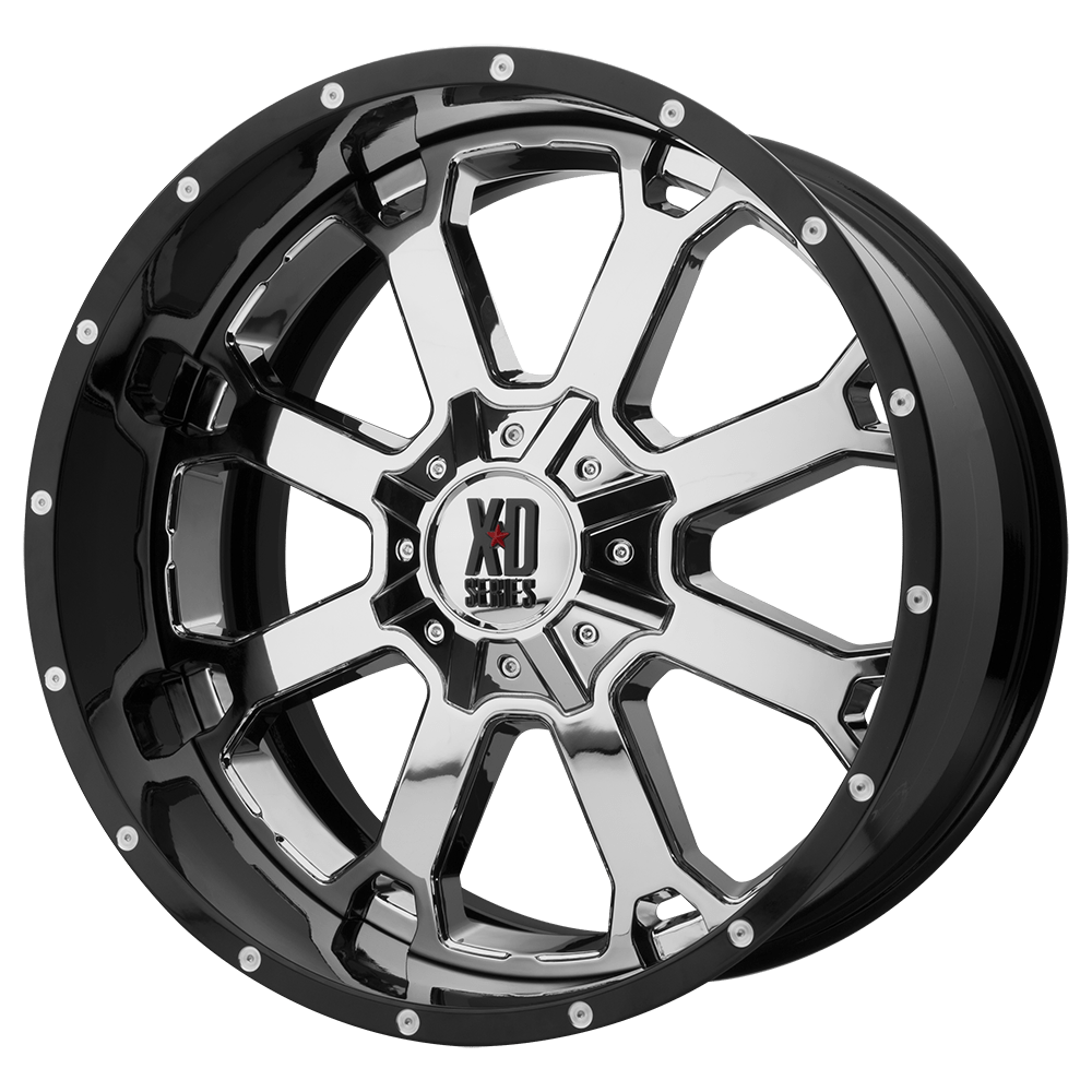 XD XD202 BUCK 25 22X12 -44 6X135/6X5.3/6X139.7/6X5.5 Chrome Center Gloss Black Milled Lip