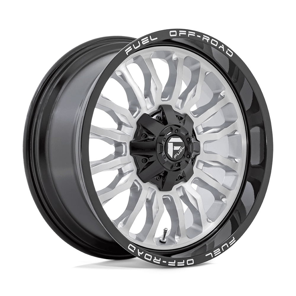 Fuel 1PC D798 ARC 20X9 1 8X180/8X7.1 Silver Brushed Face With Milled Black Lip