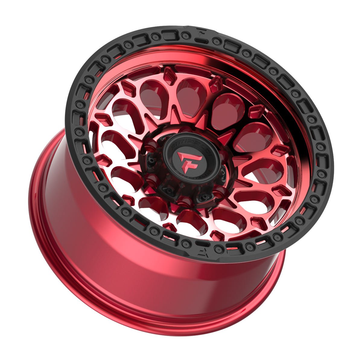 FITTIPALDI FT101RTB 17X9, PCD 6X5.50, ET-12, CB 106.2-MACHINED W/ GLOSS RED TINT & SATIN BLACK RING