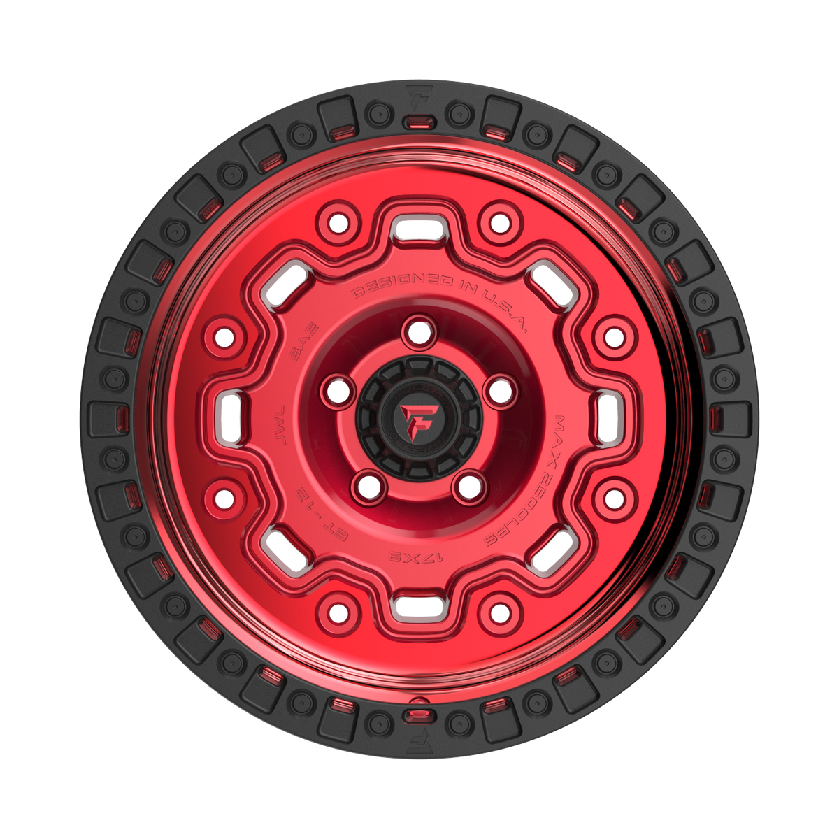 FITTIPALDI FT100RTB 17X9, PCD 5X5.00, ET-12, CB 71.5-MACHINED W/ GLOSS RED TINT & SATIN BLACK RING