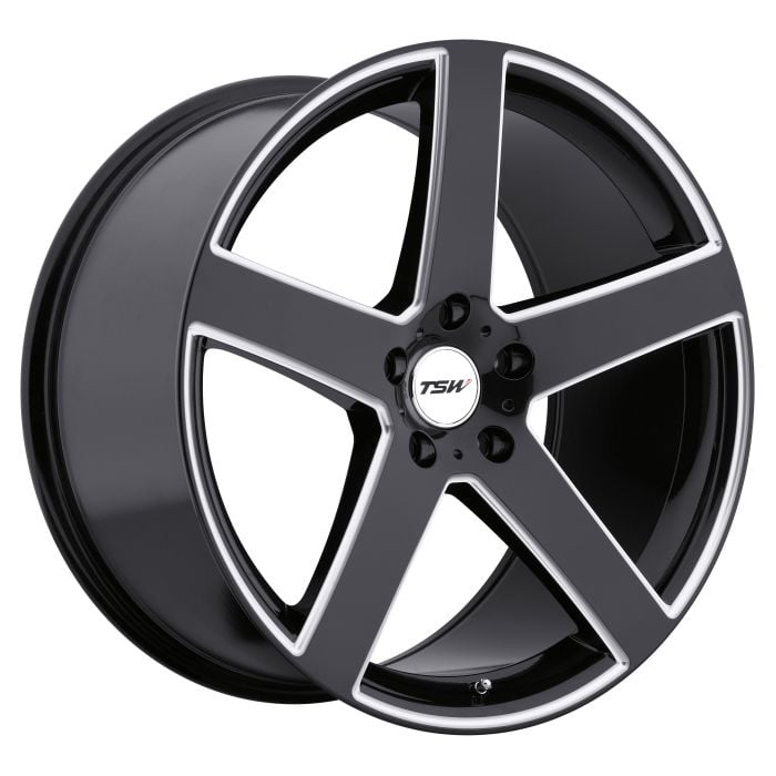 TSW RIVAGE 19X9.5 53 5X112 GLOSS BLACK W/ MILLED SPOKE