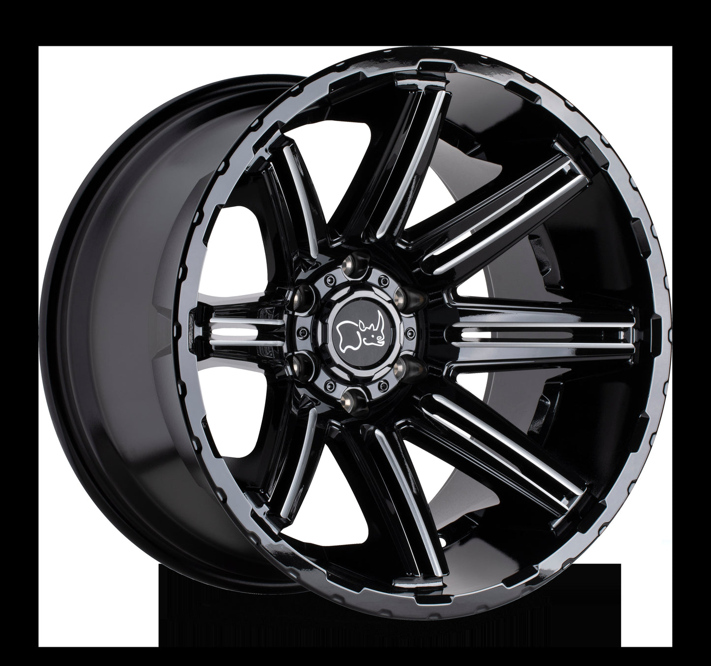 Black Rhino RAMPAGE 20X12 -44 6X135/6X5.3 GLOSS BLACK W/ MIRROR CUT FACE & TRANSLUCENT CLEAR