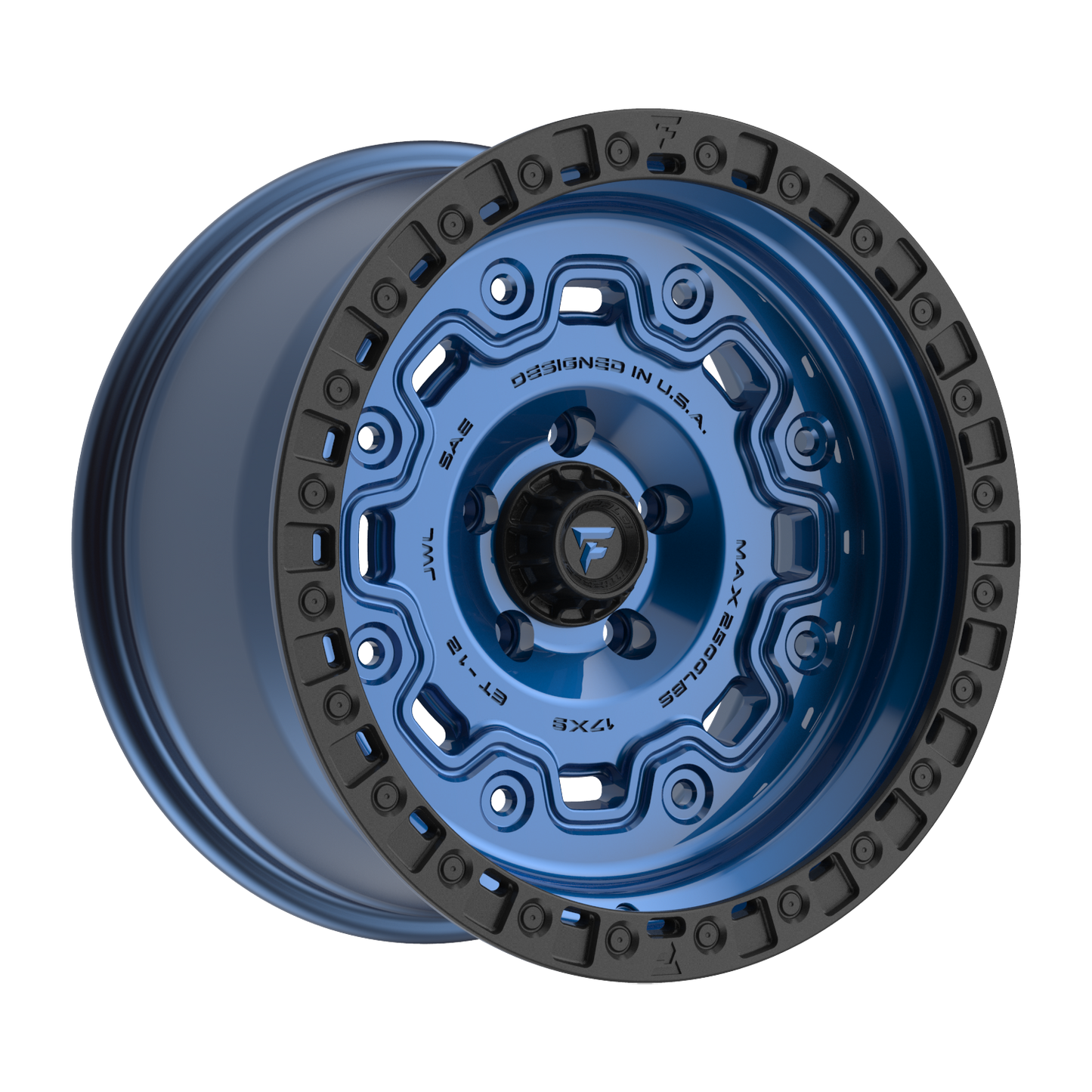 FITTIPALDI OFFROAD FT100BLB 17X9, PCD 5X5.00, ET -12, CB 71.5-GLOSS BLUE WITH SATIN BLACK RING