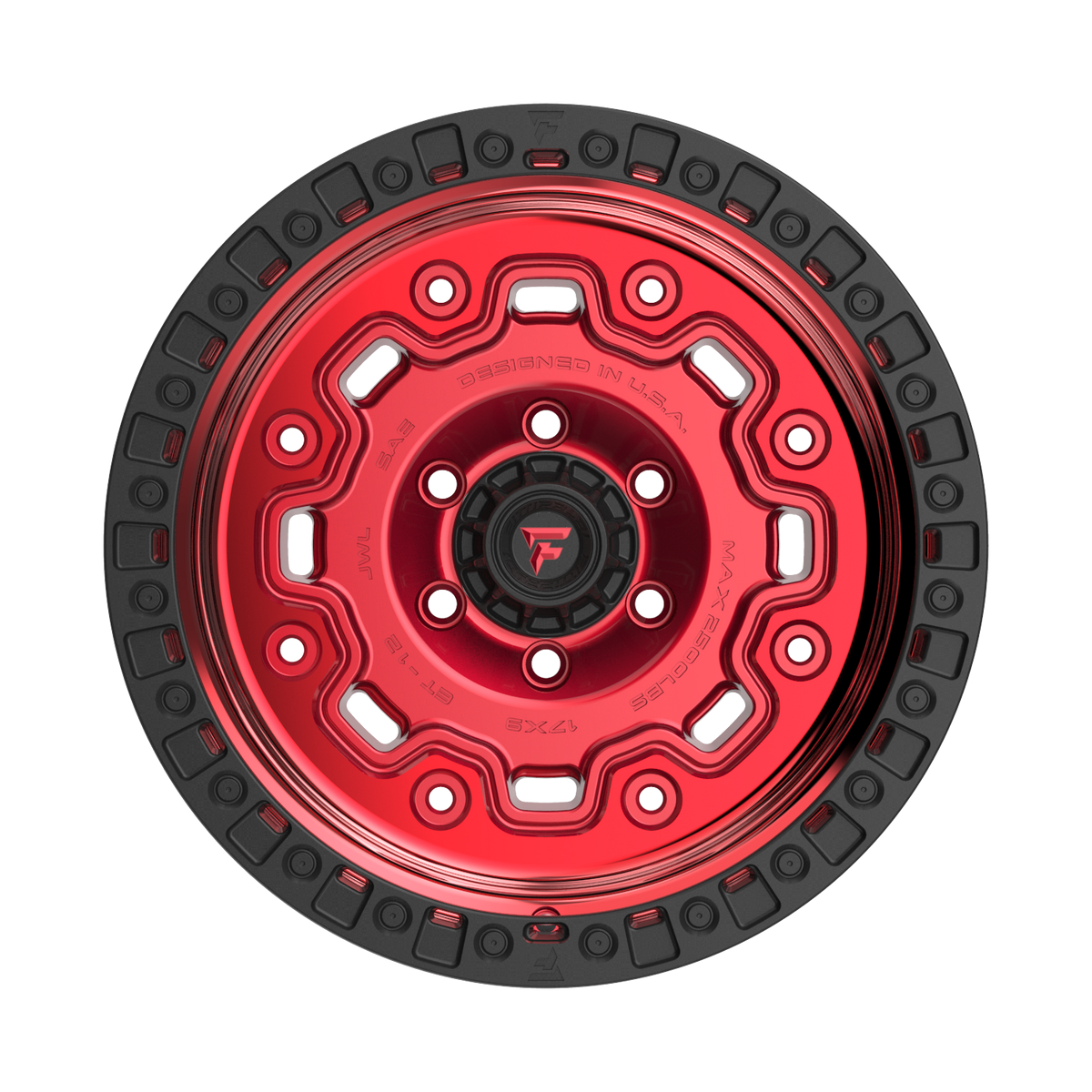 FITTIPALDI FT100RTB 17X9, PCD 6X5.50, ET-12, CB 106.2-MACHINED W/ GLOSS RED TINT & SATIN BLACK RING