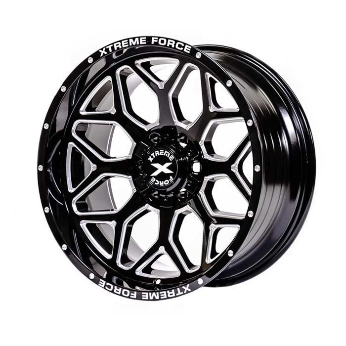 Xtreme Force XF-12 22x12 -51 5x127 (5x5)/5x139.7 (5x5.5) Black and Milled