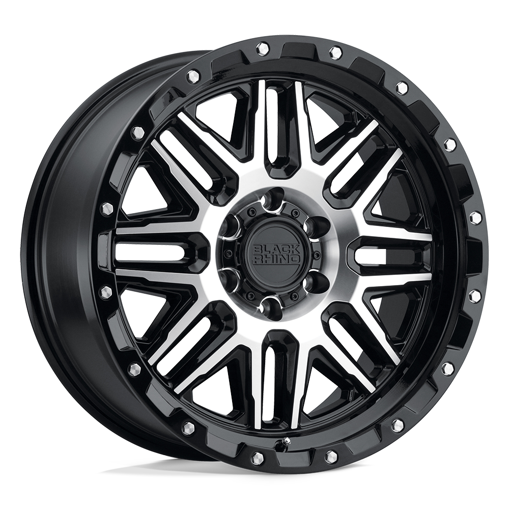 Black Rhino ALAMO 17X9 -18 8X165.1/8X6.5 GLOSS BLACK W/ MACHINED FACE & STAINLESS BOLTS