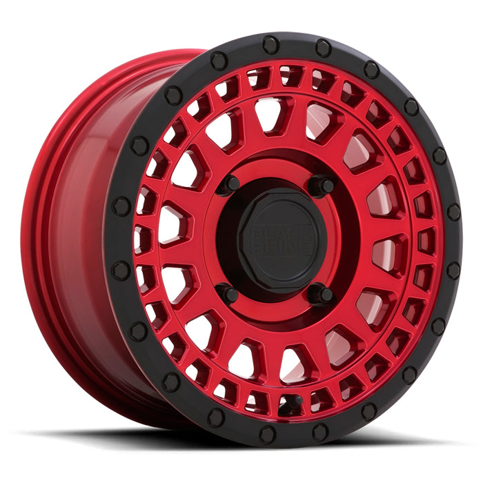 Black Rhino Powersports PARKER UTV BEADLOCK 14X7 36 4X110 CANDY RED WITH BLACK BEAD RING