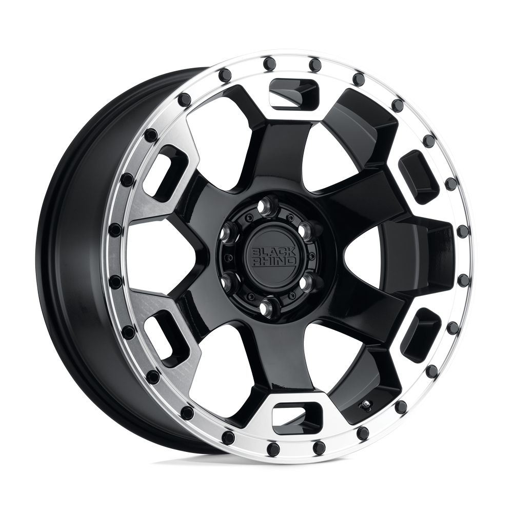 Black Rhino GAUNTLET 20X9 -18 5X127/5X5.0 GLOSS BLACK W/ MIRROR MACHINED RING