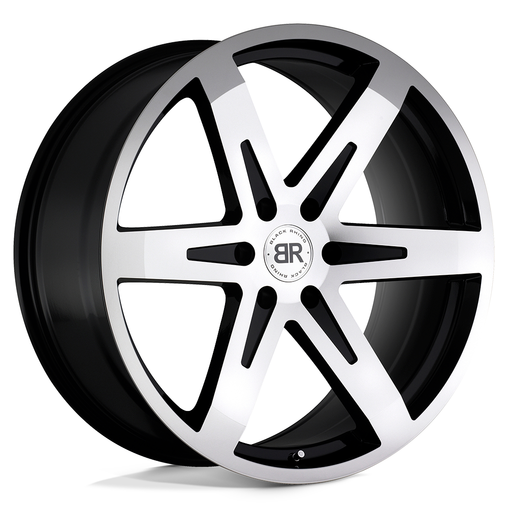 Black Rhino PEAK 22X9.5 25 6X139.7/6X5.5 GLOSS BLACK W/ MIRROR CUT FACE