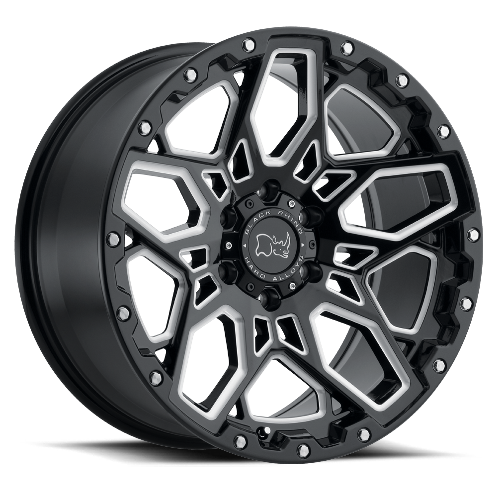 Black Rhino SHRAPNEL 20X9.5 -18 6X139.7/6X5.5 GLOSS BLACK W/ MILLED SPOKES