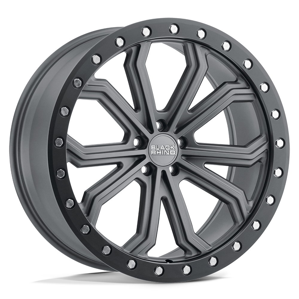 Black Rhino TRABUCO 20X10 30 5X120/5X4.72 MATTE GUNMETAL W/ BLACK RING & SILVER BOLTS