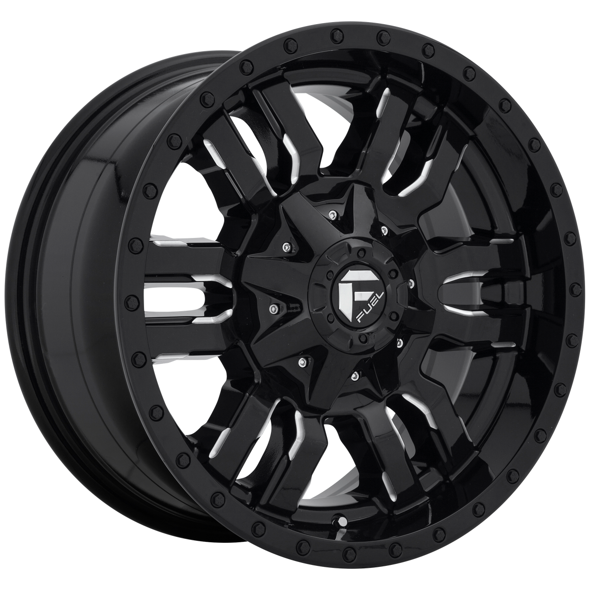 Fuel 1PC D595 SLEDGE 20X9 20 5X139.7/5X150 GLOSS BLACK MILLED